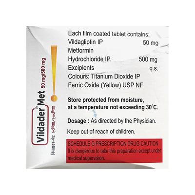 VILDADER MET 50/500 Tablet 15's - Diabetes-Ant