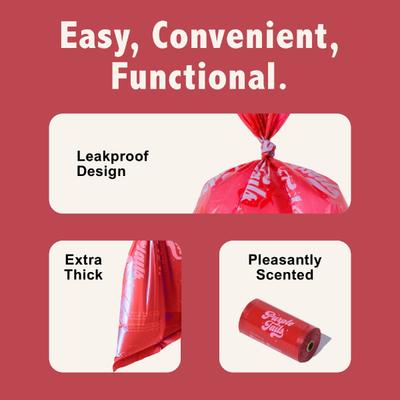 Purple Tails Dog Poop Bag Rolls - Strawberry 60's - Pet accessories