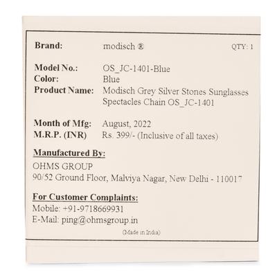 Modisch Blue Silver Stones Sunglasses Chain (JC-1401-Blue) 1's - Wearables Sunglasses