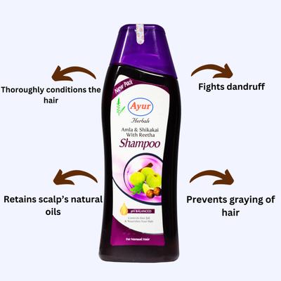 Ayur Herbals Amla Shikakai Reetha Shampoo 500 ml - Personal Care (Ayush)