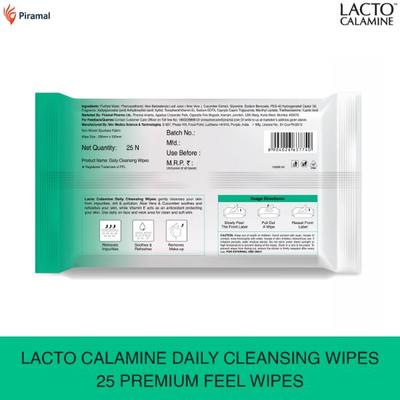 Lacto Calamine Daily Cleansing Wipes 25's - Facial Wipes & Tissues