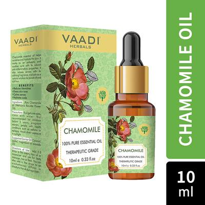 Vaadi Herbals Chamomile Essential Oil - Reduces Blemishes, Evens Skin Tone - Relieves Stress, Better Sleep - 100% Pure Therapeutic Grade 10 ml - Essential Oils
