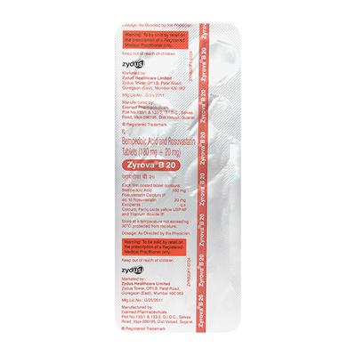 ZYROVA B 20 Tablet 10's - High Cholesterol-Dys