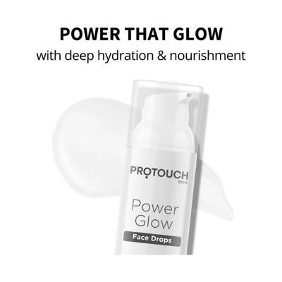 Protouch Power Glow Face Drops, Non-Sticky, Deep Hydrating Face Moisturiser with Korean Actives 30ml - Face Serum
