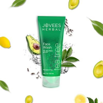 Jovees Herbal Tea Tree Oil Face Wash For Oily and Sensitive Skin and Paraben 120ml - Face Wash & Cleansers