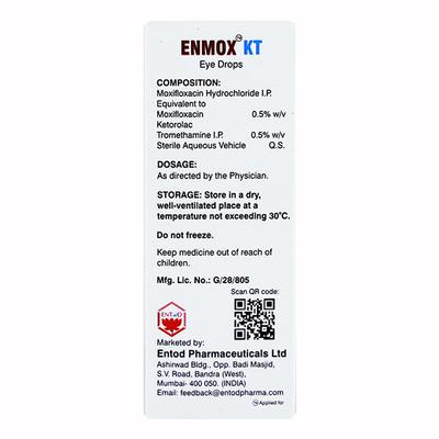 ENMOX KT BAK Free Eye Drops 5ml - Eye Infections-Eaa