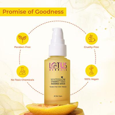 Lotus Herbals WhiteGlow Vitamin C and Gold Radiance Face Serum Brightening & Hydrating 30 ml - Face Serum