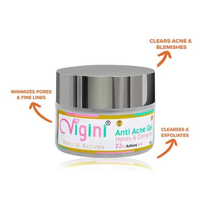 Vigini Natural Actives Anti Acne Gel - Honey & Cinnamon 50 gm - Face Gels