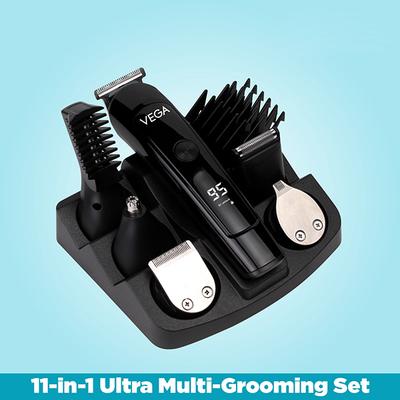 VEGA Men 11 in 1 Ultra Multi-Grooming Set with IPX 6 Showerproof Beard Hair Trimmer Nose Trimmer & Body Groomer And Shaver (VHTH-20) 1 gm - Trimmers