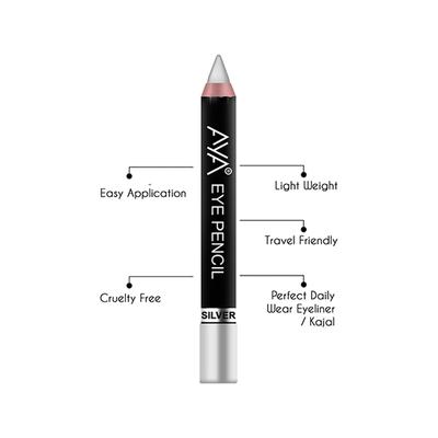 Aya Eye Pencil For Kajal / Eyeliner - Silver 2.8 gm - Eyeliners