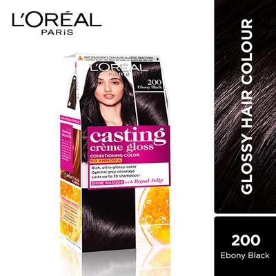 L'Oreal Paris Casting Creme Gloss Hair Color, Ebony Black 200 159.5 Gm - Crème