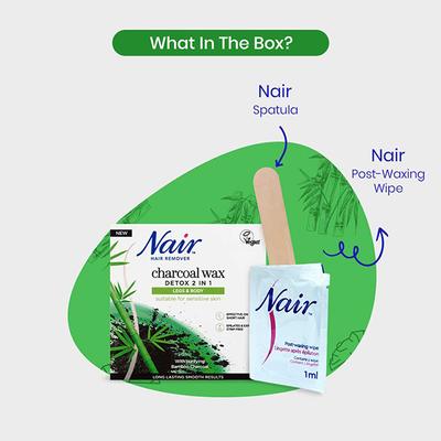 Nair Detox 2 in 1 Body Wax - Charcoal 380 gm - Hair Removal Accessories