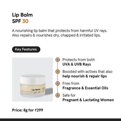 Minimalist SPF 30 Lip Balm with Ceramides & HA for lip protection & nourishment 8 gm - Lip Balms