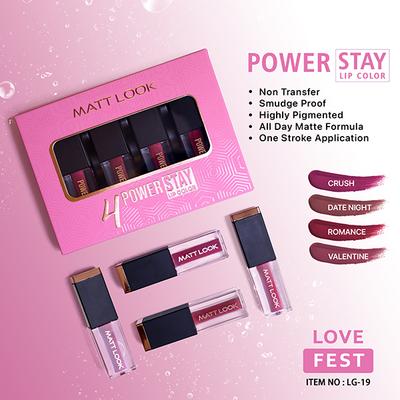 Matt Look Power Stay Matte Liquid Lipstick in 4 Sensational Colors with Transferproof & Love Fest 10 ml - Liquid Lipsticks