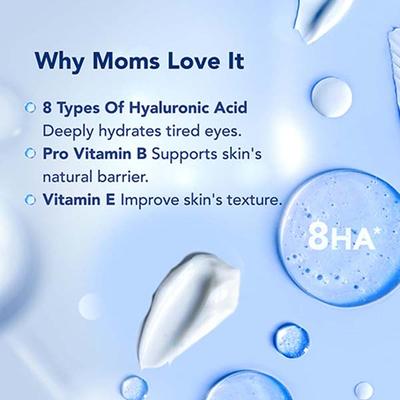 The Moms Co Natural Hydrating Under Eye Cream with 8 Types of Hyaluronic Acid and Provitamin B 10 gm - Under Eye Creams & Serums