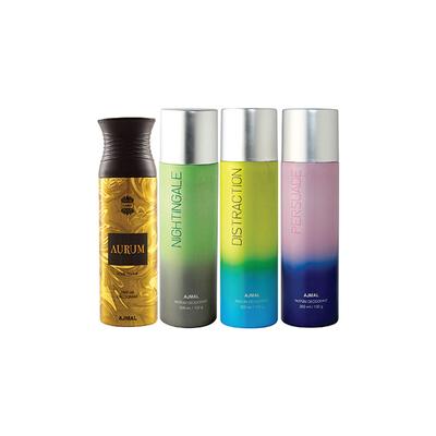 Ajmal 1 Aurum Femme, 1 Nightingale, 1 Distraction And 1 Persuade Deodorants Pack of 4 200 ml - Deodorants/Roll-Ons
