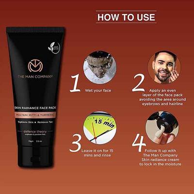 The Man Company Skin Radiance Tan Removal Face Pack with Multani Mitti & Turmeric 75 ml - Masks & Peels