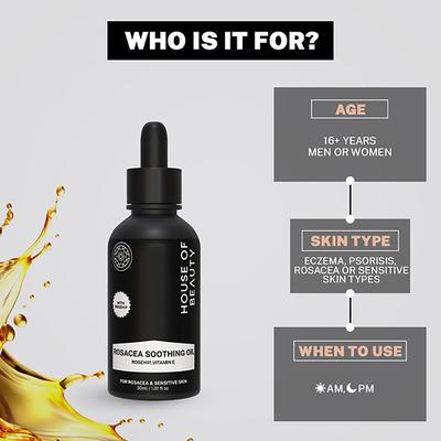 House of Beauty Rosacea Oil-Itchy Inflamed Skin Gives Deep Soothing with Rosehip & Vit-E 30ml - Face Oils