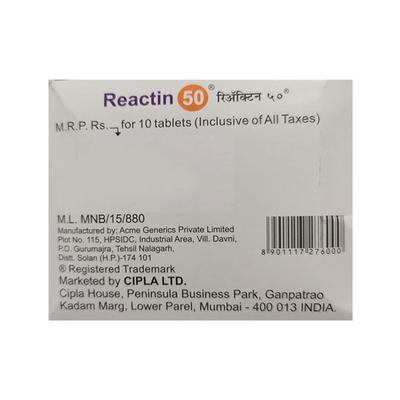 Reactin 50mg Tablet 10'S - Pain relief-Nsa