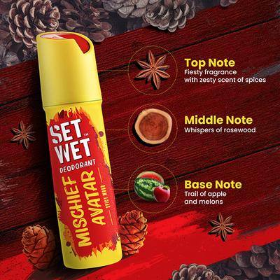 Set Wet Cool, Charm and Mischief Avatar Deodorant and Body Spray Perfume for Men, 150ml each 3's - Men Deodorants/Roll-Ons