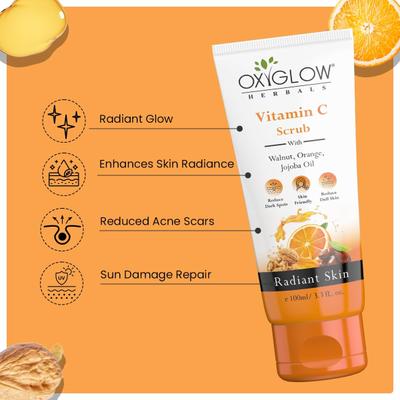 OxyGlow Herbals Vitamin C Scrub With Walnut Orange Kakadu Plum Extract 100 g - Face Scrubs