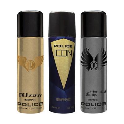 Police Millionaire + Icon + Titanium Wings Deodorant Spray - For Men 600 ml - Men Deodorants/Roll-Ons