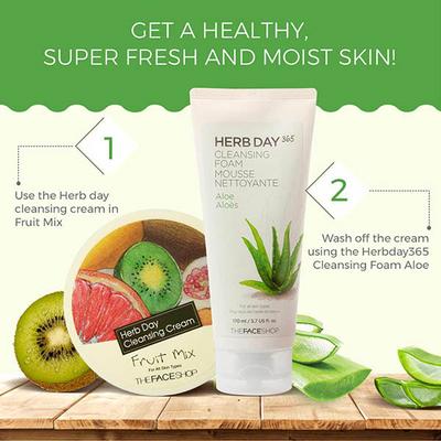 The Face Shop Herb Day 365 Cleansing Foam Aloe 170 ml - Face Scrubs
