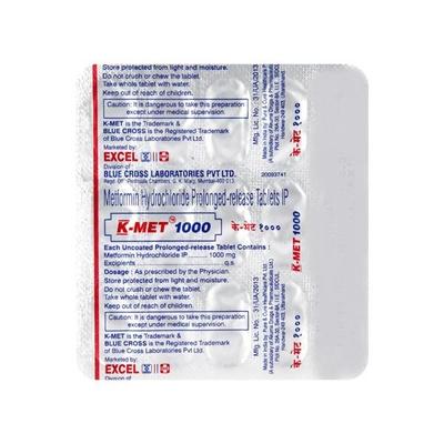 K Met 1000mg Tablet 15'S - Diabetes-Ant