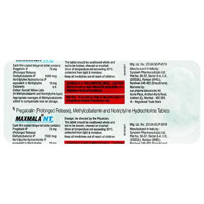MAXMALA NT Tablet 10's - Neuropathic Pain-Dru