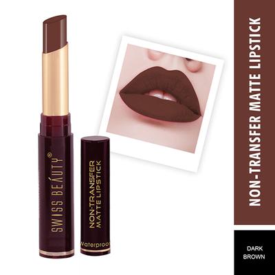 Swiss Beauty Non-Transfer Matte Lipstick - (Dark Brown) 2 gm - Lipsticks