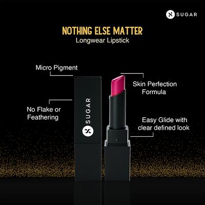 SUGAR Cosmetics Nothing Else Matter Longwear Lipstick - 06 Pink Aloud (Bright Fuchsia Pink) 3.5 gm - Lipsticks