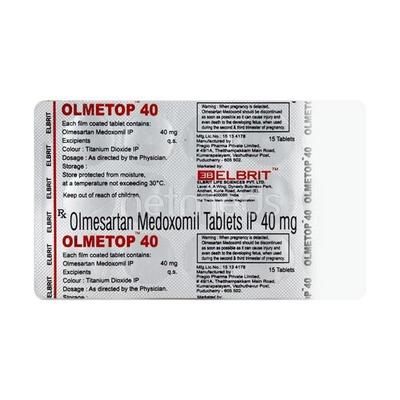 Olmetop 40mg Tablet 15'S - Hypertension-Ang