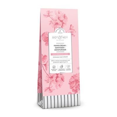 Dot & Key Hand Cream (Sanitizer + Moisturizer) - Rose Geranium & Shea 50 ml - Hand Sanitizer