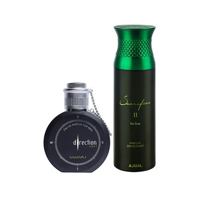 Maryaj Direction East EDP Citrus Spicy Perfume And Ajmal Sacrifice II For Him Deodorant Fruity Aromatic Fragrance 300 ml - Men Perfumes (Edt/Edp)
