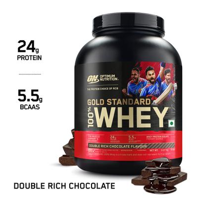 Optimum Nutrition (ON) 100% Whey Gold Standard Powder - Double Rich Chocolate 5 lb - Whey Proteins