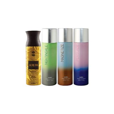 Ajmal 1 Aurum Femme, 1 Nightingale, 1 Magnetize And 1 Persuade Deodorants Pack of 4 200 ml - Deodorants/Roll-Ons