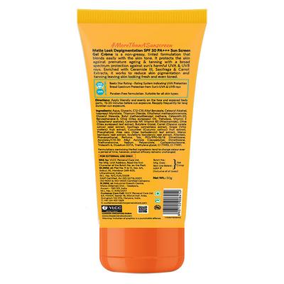 VLCC Matte Look SPF 30 PA+++ Sun Screen Gel Creme Saxifraga & Carrot Extracts (Tinted) 50gm - Face Sunscreen