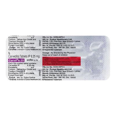 Carvil 6.25mg Tablet 10'S - Hypertension-Bet