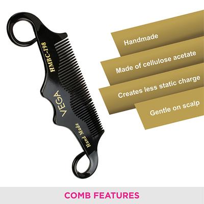 Vega Moustache Comb for Men, Pocket-Size Comb for Hair, Groom Your Beard (VC2HMBC-198) 2's - Hair Combs