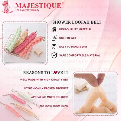 Majestique Mesh Bath Belt, Back Scrubber BA204, Gentle Massaging Body Loofah - Color May Vary 1's - Loofahs & Sponges