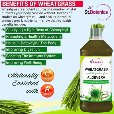 St.Botanica Wheatgrass Juice with Aloevera 500 ml - Ayurvedic Juices