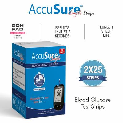 AccuSure Simple Gluco Test Strip 50's - Blood Glucose Monitors/Strips