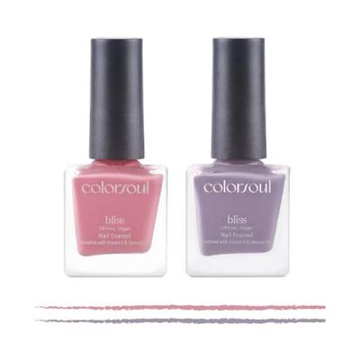 Colorsoul Bliss Vegan Nail Enamel, Breezy Pink , Purple Water, B01, B07 (Pack of 2 x 8 ml) 1's - Nail Polish
