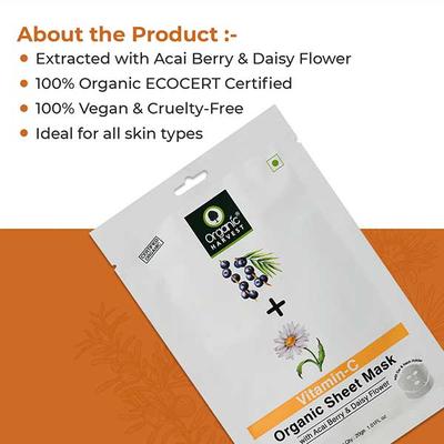 Organic Harvest Vitamin-C Face Sheet Mask 30ml - Sheet Masks
