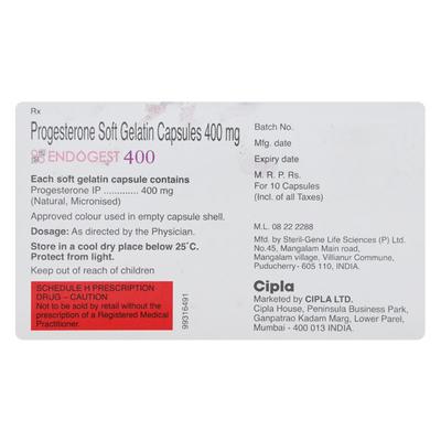 Endogest 400 Capsule 10'S - Hormonal Therapy-Oes