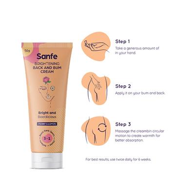 Sanfe Brightening Back and Bum Cream - Peony & Lemon 50 gm - Stretch Mark Cream