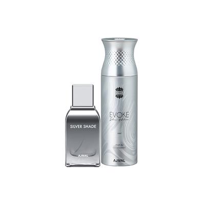 Ajmal Silver Shade EDP Citrus Woody Perfume And Evoke Silver Edition Him Deodorant Spicy Floral Fragrance 300 ml - Men Perfumes (Edt/Edp)
