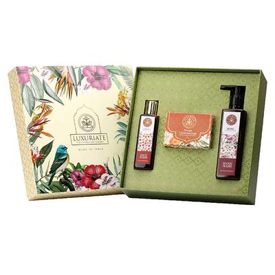 Luxuriate Tomato Face Wash Rose Hand Wash and Orange Cinnamon Soap Bar 425G 3's - Soaps