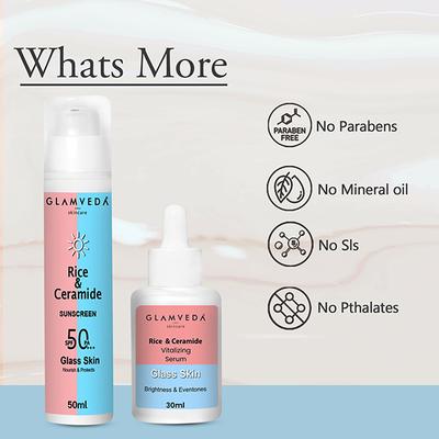 Glamveda Korean Glass Skin Rice & Ceramide Under Eye Cream Reduces Dark Circles & Puffiness 15 gm - Under Eye Creams & Serums