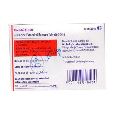 RECLIDE XR 60 Tablet 15's - Diabetes-Ant